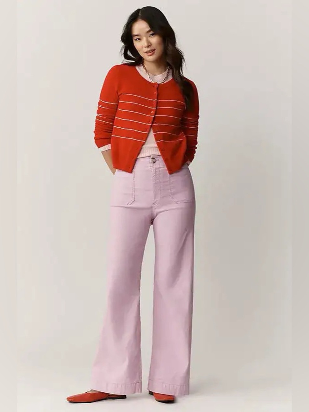 MAEVE • NWT The Colette high rise wide leg full length pant lilac Size 33